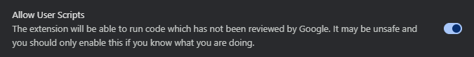 Allow User Scripts setting